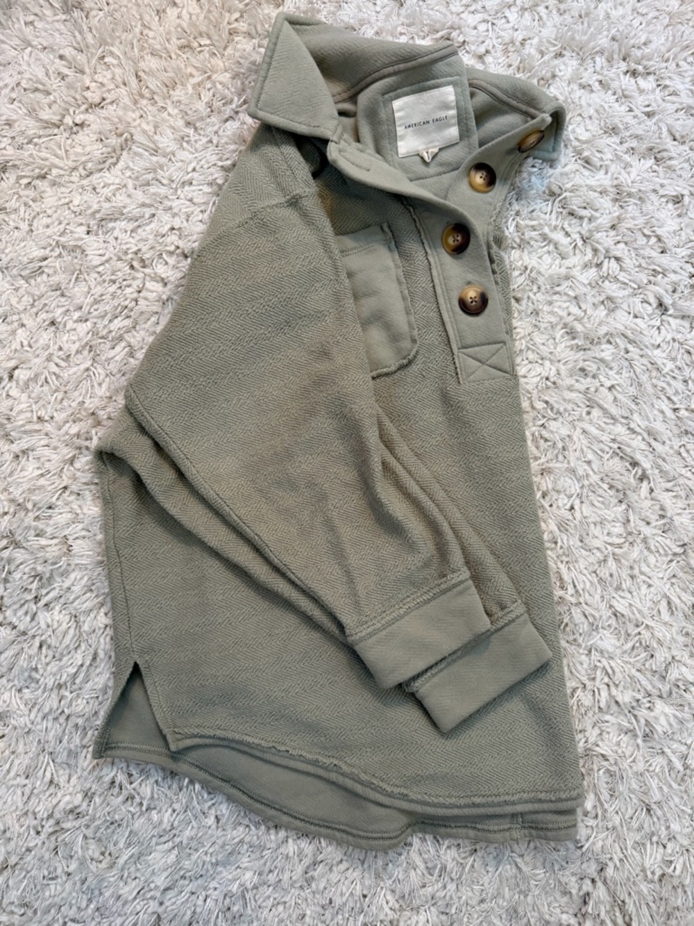 American Eagle Outfitters Sage Green Knit Button-Up Jacket